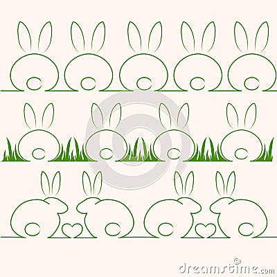 Cute rabbits or bunnys Vector Illustration