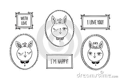 Cute rabbits. Vector Illustration