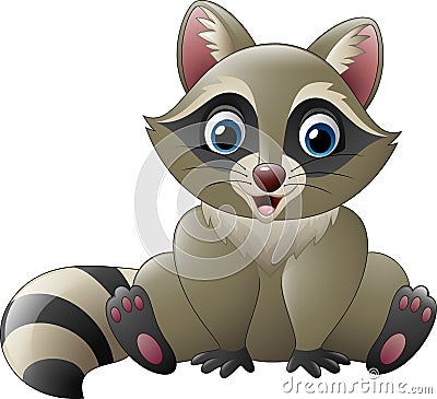 Cute raccoon sitting Vector Illustration