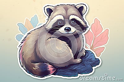 Cute racoon sticker Stock Photo