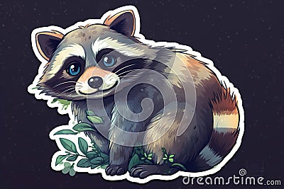 Cute racoon sticker Stock Photo