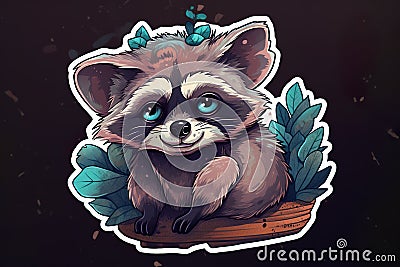 Cute racoon sticker Stock Photo