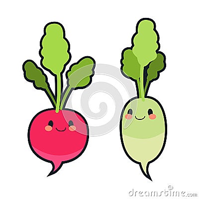 Cute radish characters Stock Photo