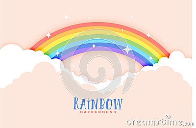 Cute rainbow and clouds pink background design Vector Illustration