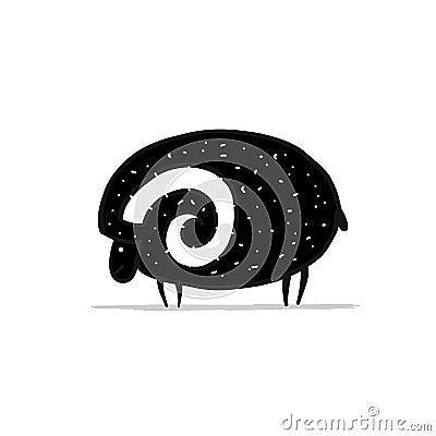 Cute ram, simple sketch for your design Vector Illustration