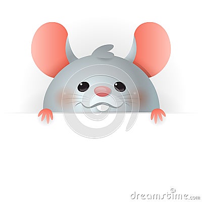 Cute Rat on board - Chinese Zodiac Sign Year of Rat - vector illustration isolated on transparent background Vector Illustration