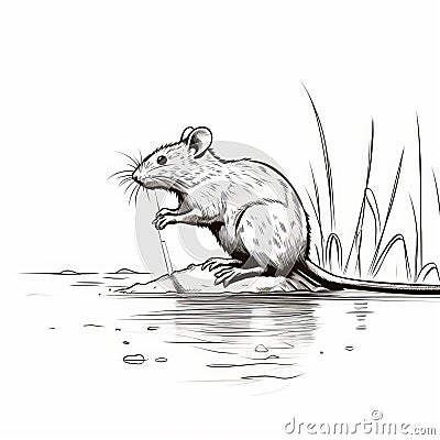 Cute Rat Sketch In Explosive Wildlife Style Cartoon Illustration