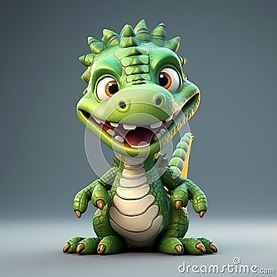 Cute And Realistic 3d Dragon Character For Digital Publishing Stock Photo