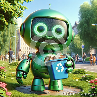 Cute Recycle Character. Global Sustainability concept. Generative AI Stock Photo