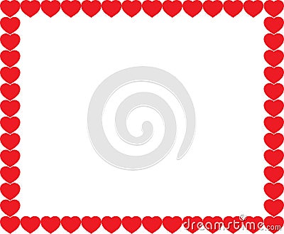 Cute red cartoon hearts love border with space for text Vector Illustration