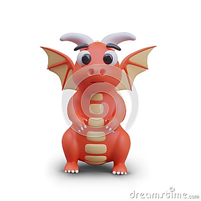Cute red dragon with shadow. Attribute and totem of new year Vector Illustration