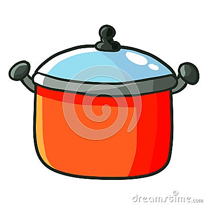 Cute red dutch oven for cooking - vector. Vector Illustration