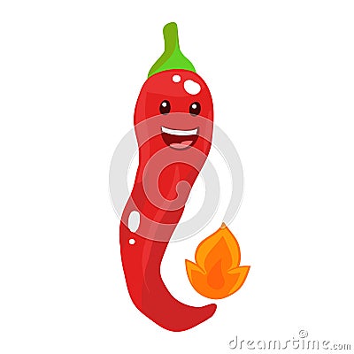 Cute red hot funny pepper vector flat character Vector Illustration