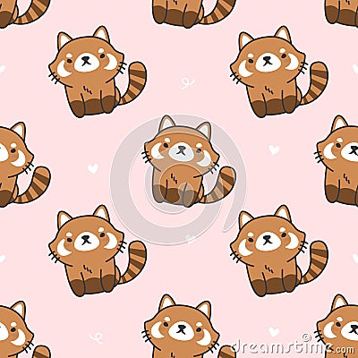 Cute red panda Seamless Pattern Background Stock Photo