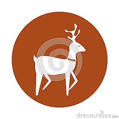 Cute reindeer christmas icon Vector Illustration