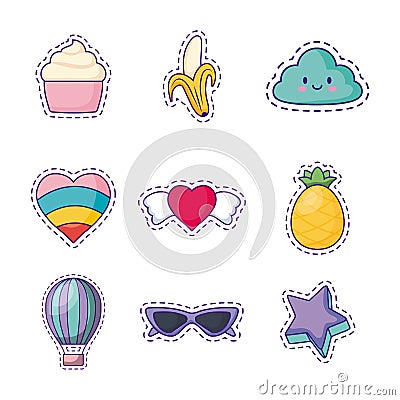 Cute related icons Vector Illustration