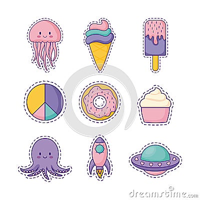 Cute related icons Vector Illustration