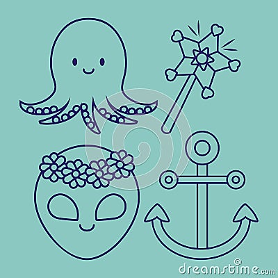 Cute related icons Vector Illustration