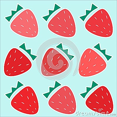 Cute Repeating Strawberry Vector Pattern. Vector Illustration