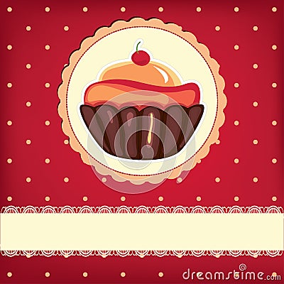 Cute retro cupcake Vector Illustration