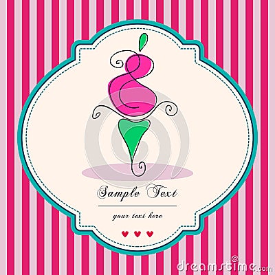 Cute retro cupcake card Vector Illustration