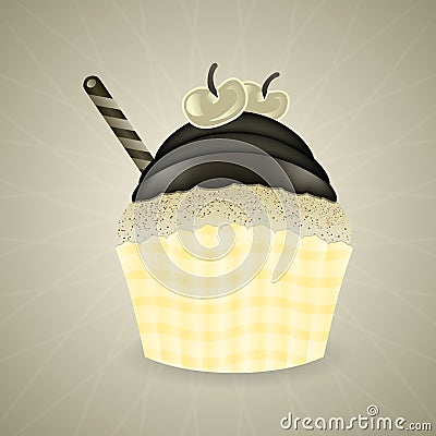 Cute retro cupcake Vector Illustration