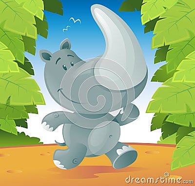 Cute Rhino Vector Illustration