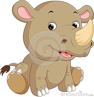 Cute rhino cartoon Vector Illustration