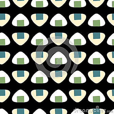 Cute Rice Ball Diamond Shape Silhouettes Vector Seamless Pattern Vector Illustration