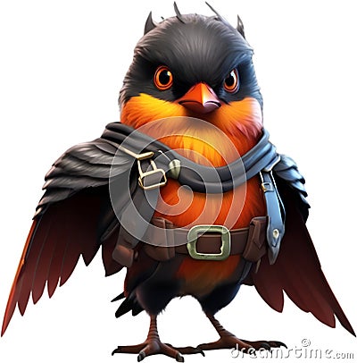 Cute Robin bird in a cartoon character. AI-Generated. Stock Photo