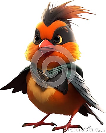 Cute Robin bird in a cartoon character. AI-Generated. Stock Photo