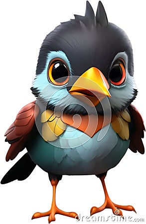 Cute Robin bird in a cartoon character. AI-Generated. Stock Photo