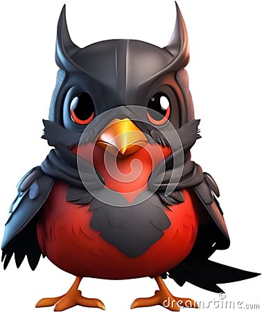 Cute Robin bird in a cartoon character. AI-Generated. Stock Photo