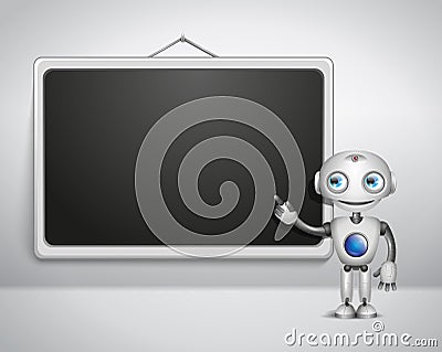 Cute robot at the board Vector Illustration