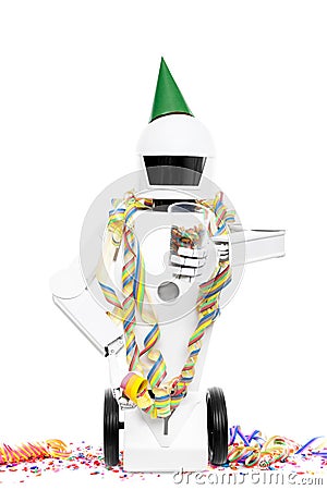 Cute robot with carnival party decoration Stock Photo