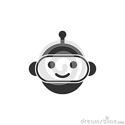 Cute robot chatbot icon in flat style. Bot operator vector illus Vector Illustration