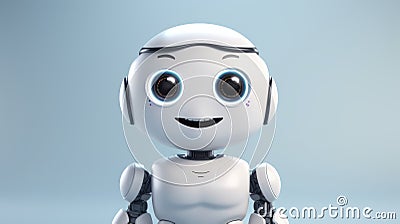 Smiling 3d Robot: A Realistic Rendering With Vray Tracing Stock Photo