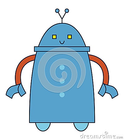 Cute robot front view. Vector Illustration