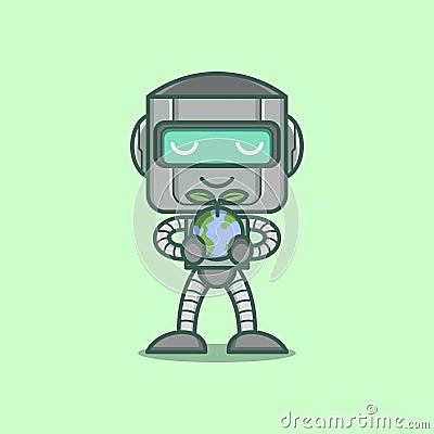 cute robot gogreen Vector Illustration