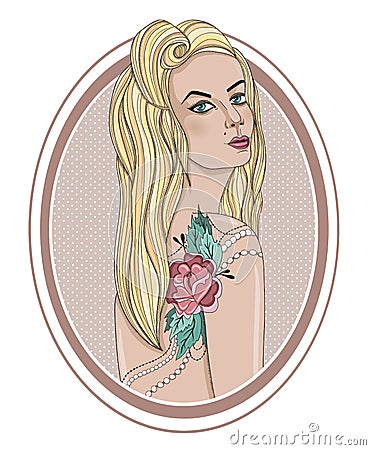 Cute rockabilly style fashion girl Vector Illustration