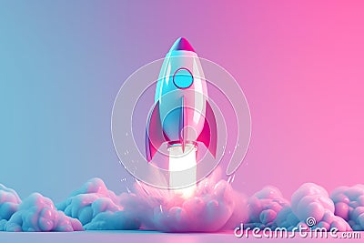 cute rocket, AI generated Stock Photo