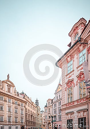 Cute Rococo architecture in Prague. Editorial Stock Photo