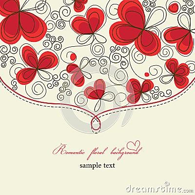 Cute romantic floral background Vector Illustration