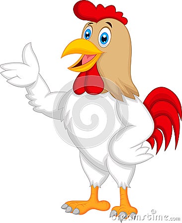 Cute rooster cartoon presenting Vector Illustration