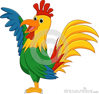 Cute rooster cartoon presenting Vector Illustration