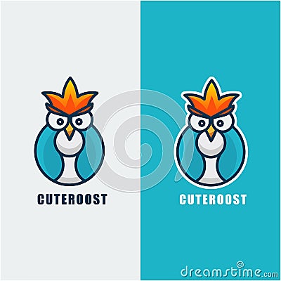 cute rooster colorful logo Stock Photo