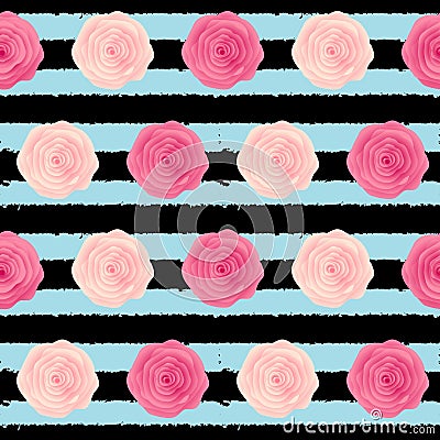 Cute Rose Flower Seamless Pattern Background Vector Illustration Vector Illustration