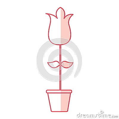 Cute rose garden with pot isolated icon Vector Illustration