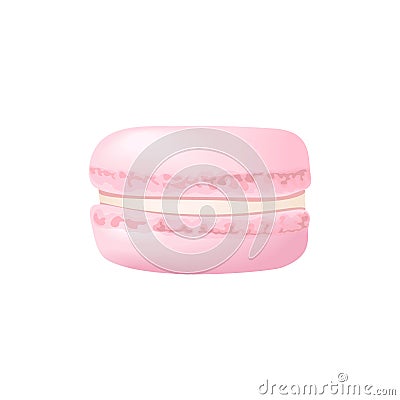 Cute rose macaroon. Cake macaron with cream. Vector illustration. Culinary, pastry Cartoon Illustration