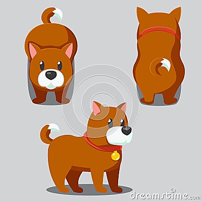 Cute round dog stylized pet, Funny cartoon illustration Cartoon Illustration